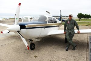 Brian Lloyd pauses prior to flight of airplane Spirit 21 MAY 2017 in Texas USA - Photo Credit: Josh Flowers CC-BY 2.0