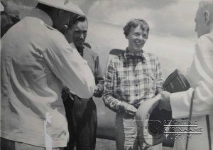 Amelia Earhart at airport in Suriname, June 1937.
