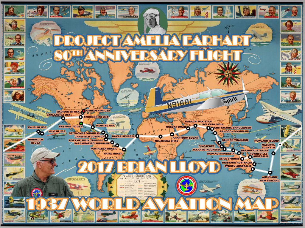 Project Amelia Earhart 80th Anniversary Flight Brian Lloyd Spirit 1937 World Aviation Map ©2017 B.CRYSTAL CC-BY 2.0