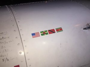 Signatures and flags on Spirit at Paramaribo airport Suriname 3JUN2017. photo ©2017 Brian Lloyd